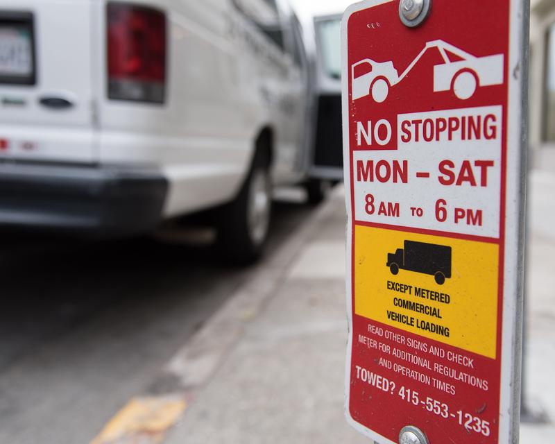 detail of commercial metered parking zone
